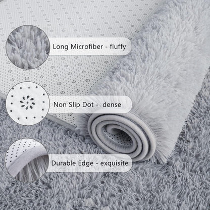 Soft Runner Rugs for Bedroom Living Room Plush Fluffy Rug 2X6 Feet, Shag Furry Area Rug Carpet Non Shedding for Nursery Children Kids Girls Room Home Decorative, Grey