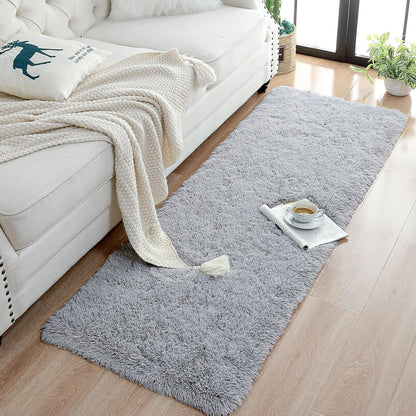 Soft Runner Rugs for Bedroom Living Room Plush Fluffy Rug 2X6 Feet, Shag Furry Area Rug Carpet Non Shedding for Nursery Children Kids Girls Room Home Decorative, Grey