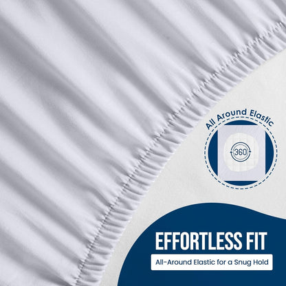 Waterproof Mattress Protector Queen Size, Premium Terry Mattress Cover 200 GSM, Breathable, Fitted Style with Stretchable Pockets (White)