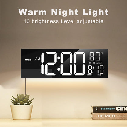 16" Large Digital Wall Mount Clock, Count down Timer, Alarm, Big LED, 8 RGB Color, DST, Temperature for Living Room Classroom Desk, Xmas, Birthday Gift for Senior Mom Dad (Black, 16 Inches)