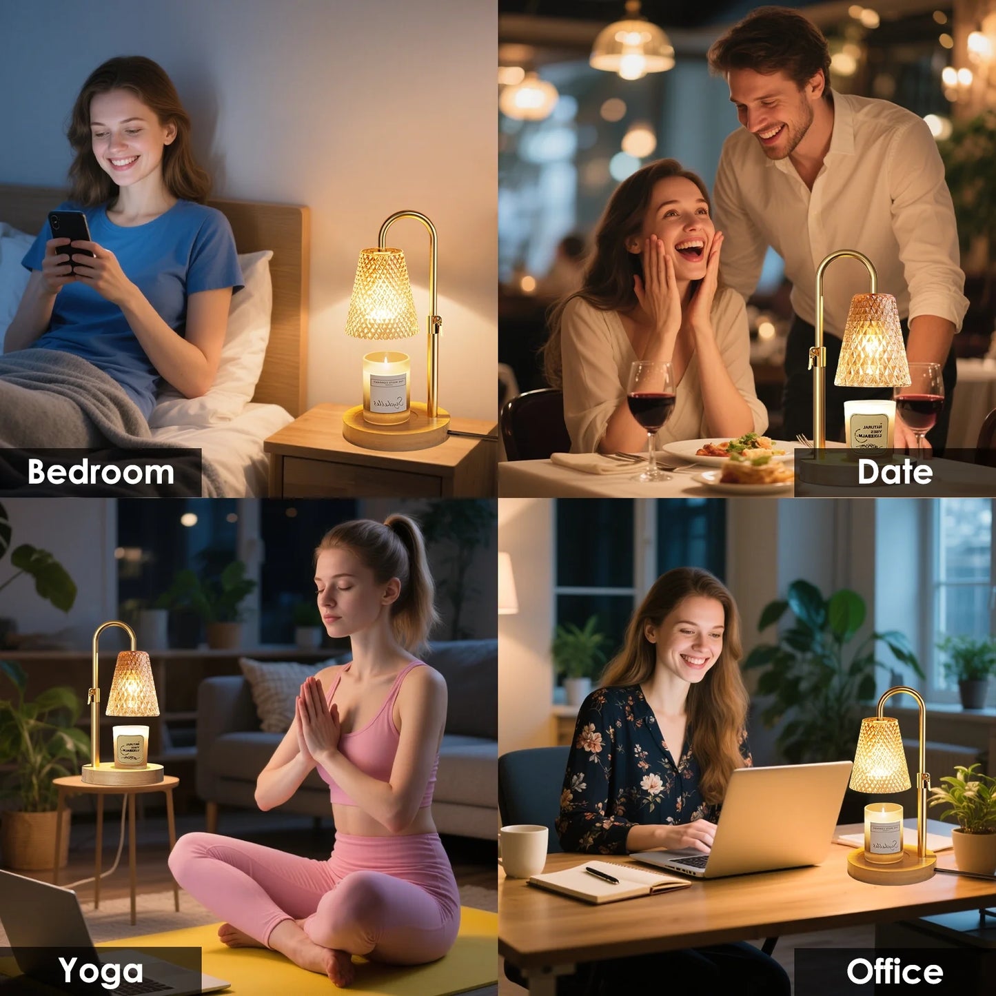 Candle Warmer Lamp with Timer, Dimmable Adjustable Height Wax Warmer Lamp，Home Decor Wax Melter Light (2*50W GU10 Bulbs)